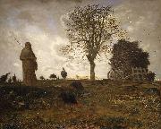 Jean-Franc Millet Autumn landscape with a flock of Turkeys oil painting artist